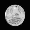 2025 Perth Mint Lunar Year of the Snake 1oz silver bullion coin featuring coiled snake design, angled view