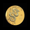 2025 Perth Mint Year of the Snake 1/10oz gold coin angled view featuring detailed snake and bamboo design