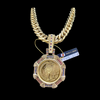 Japanese 24K Gold Tiger Coin Pendant with 18K Gold Frame – 105.61g