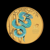 2025 Perth Mint Lunar Year of the Snake 1/10oz gold bullion coin featuring coloured blue snake design